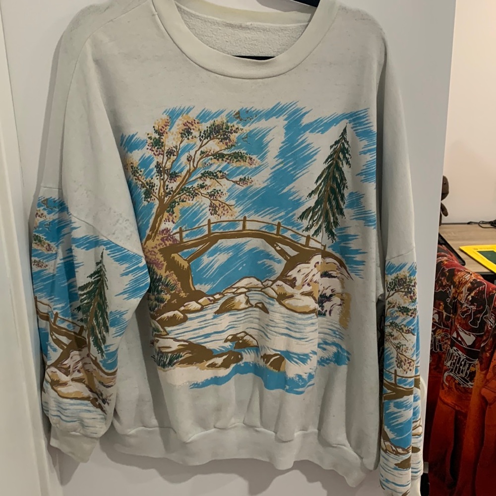 Vintage scenic bridge sweater